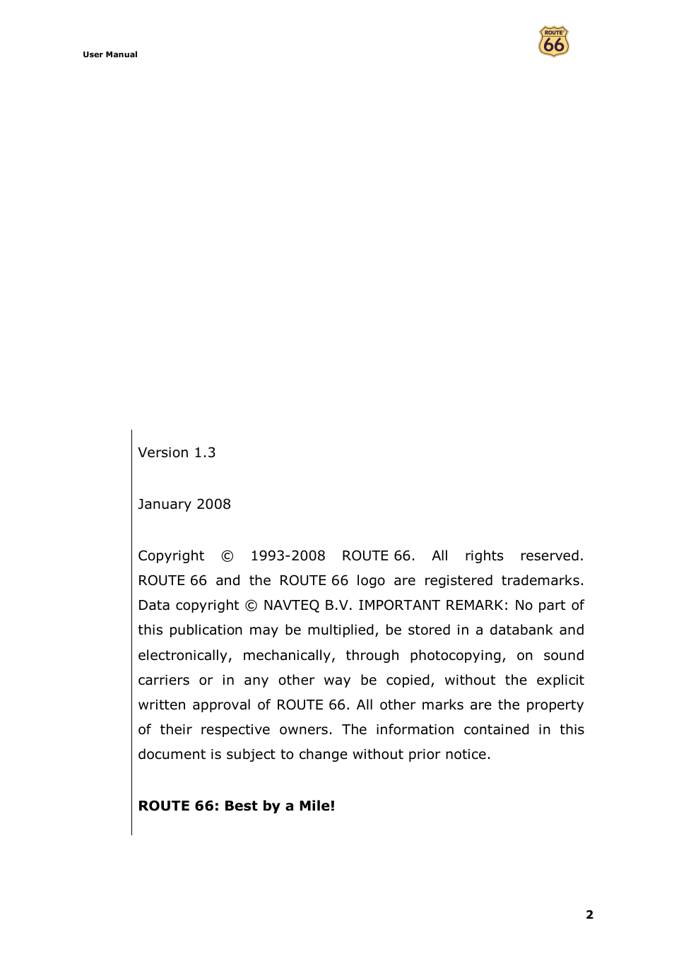 ROUTE 66 Navigate 7 User Manual | Page 2 / 74