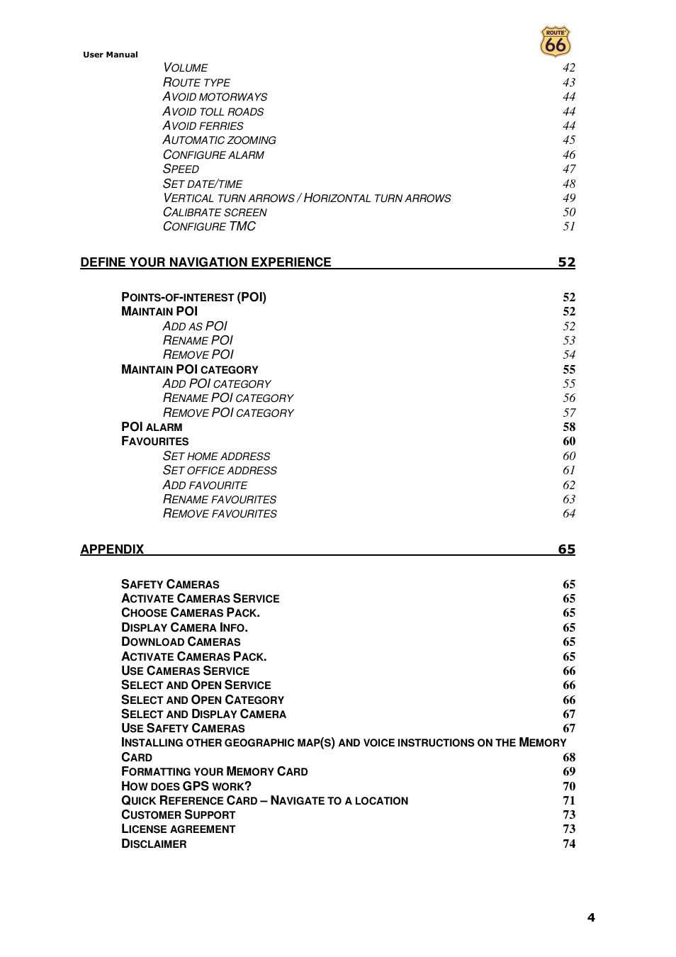 ROUTE 66 Navigate 7 User Manual | Page 4 / 74