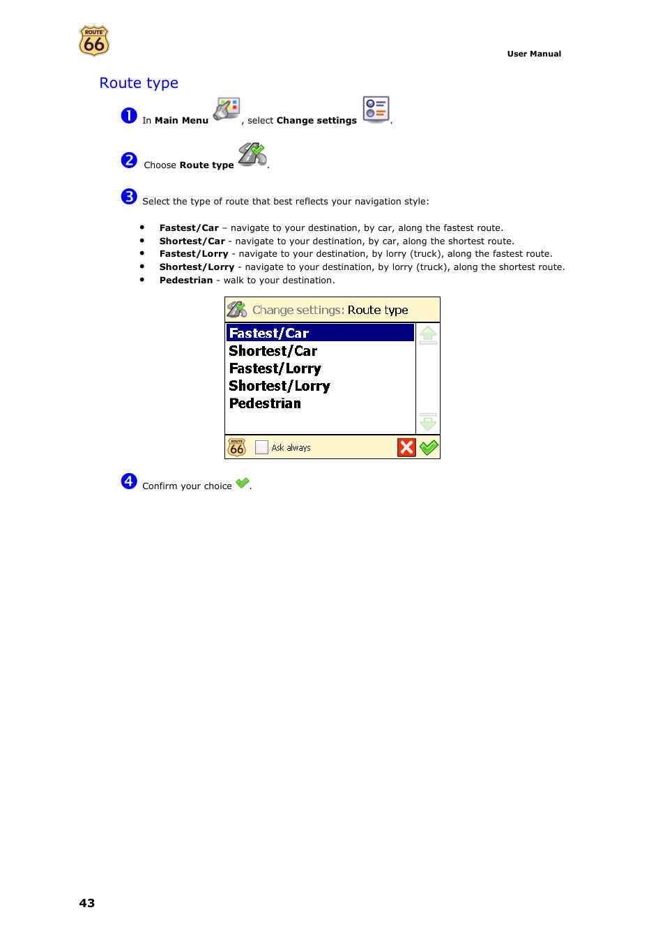 ROUTE 66 Navigate 7 User Manual | Page 43 / 74