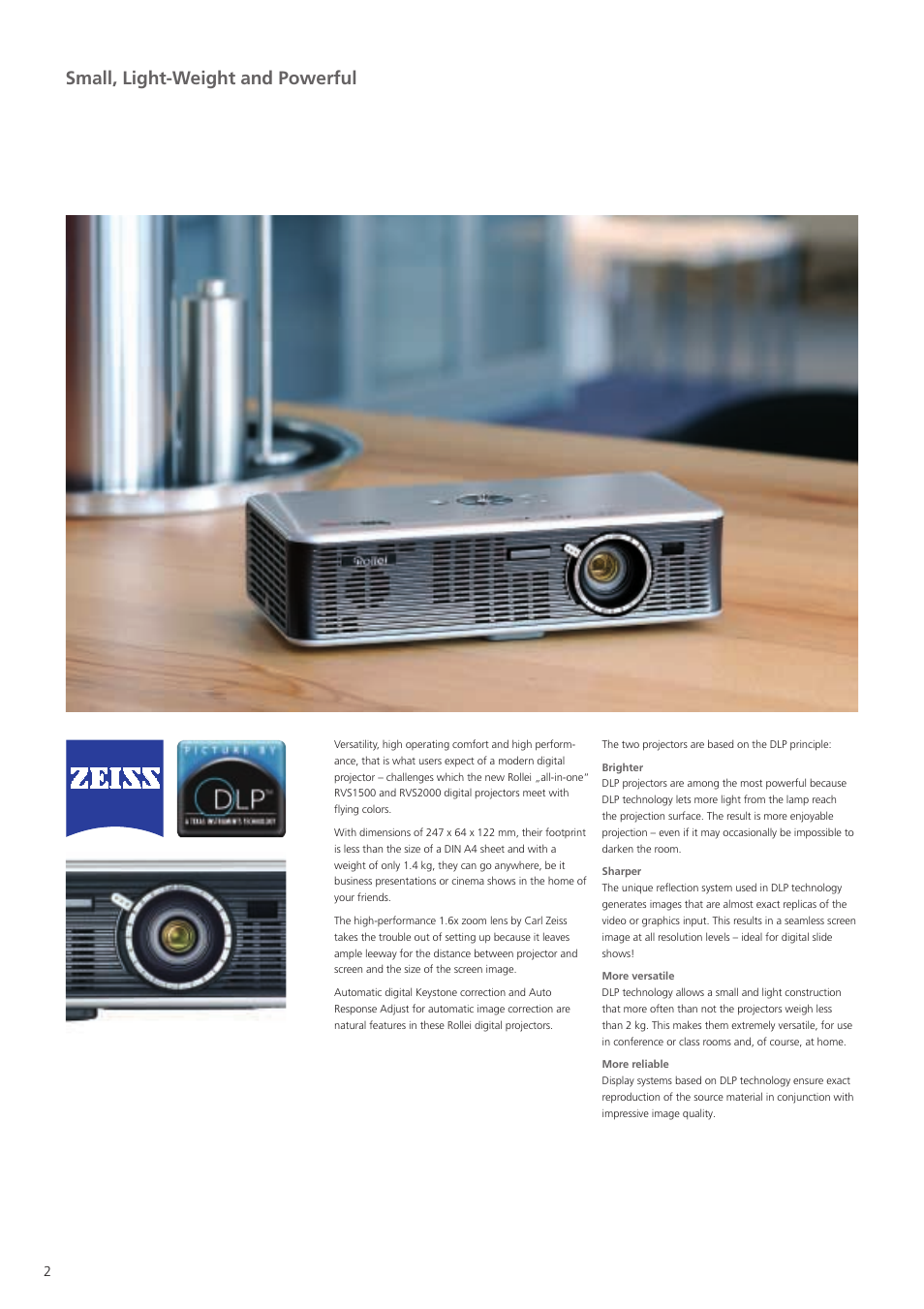 Small, light-weight and powerful | Rollei RVS1500 User Manual | Page 2 / 4