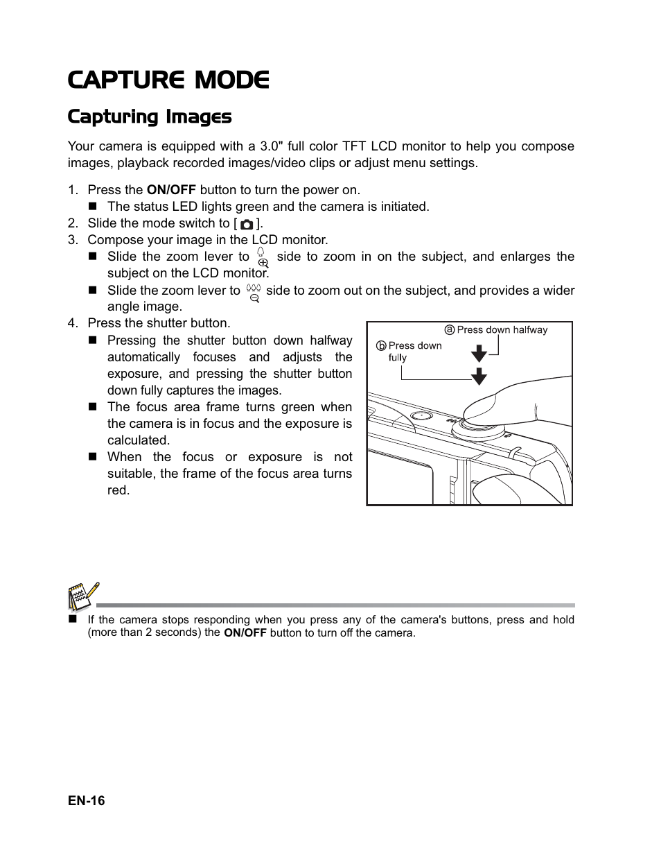 Capture mode, Capturing images | Rollei Flexline 140 User Manual | Page 17 / 45