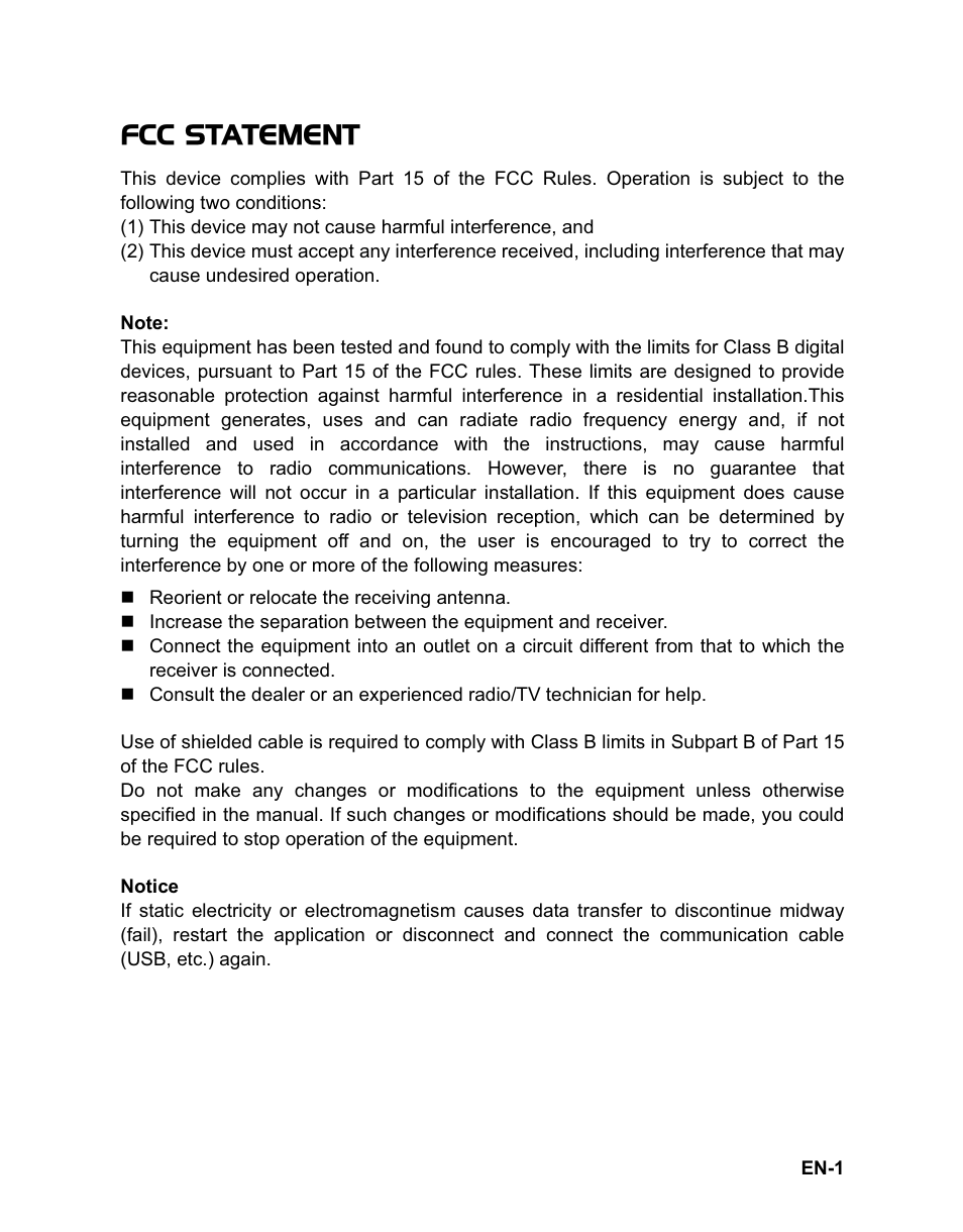 Fcc statement | Rollei Flexline 140 User Manual | Page 2 / 45