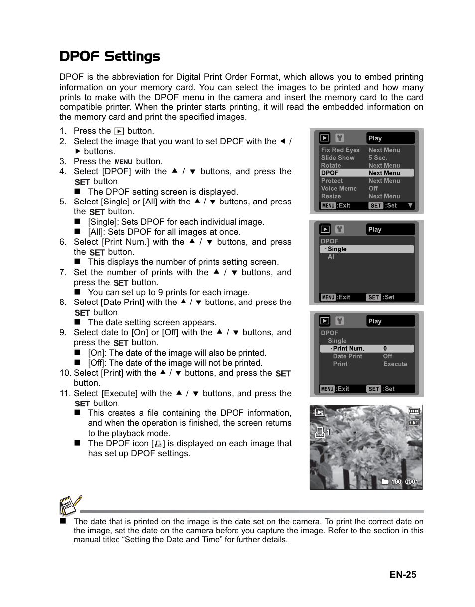 Dpof settings | Rollei Flexline 140 User Manual | Page 26 / 45