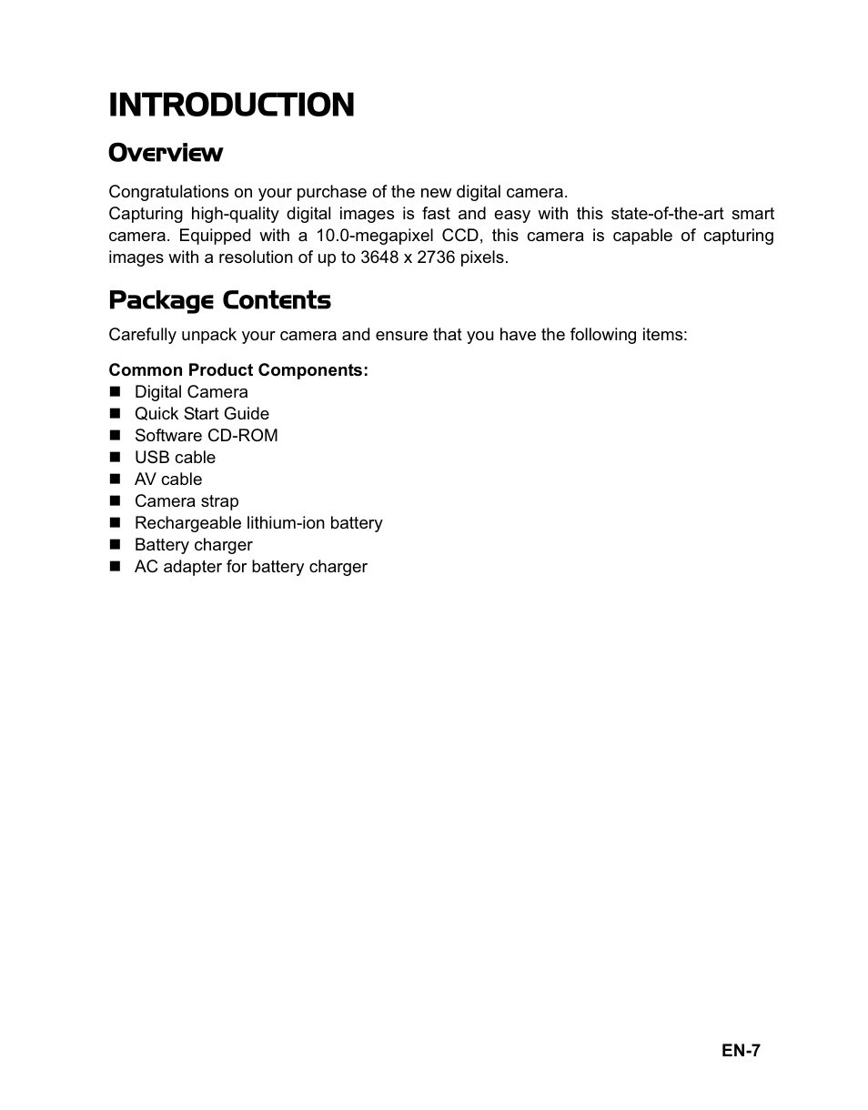 Introduction, Overview, Package contents | Rollei Flexline 140 User Manual | Page 8 / 45