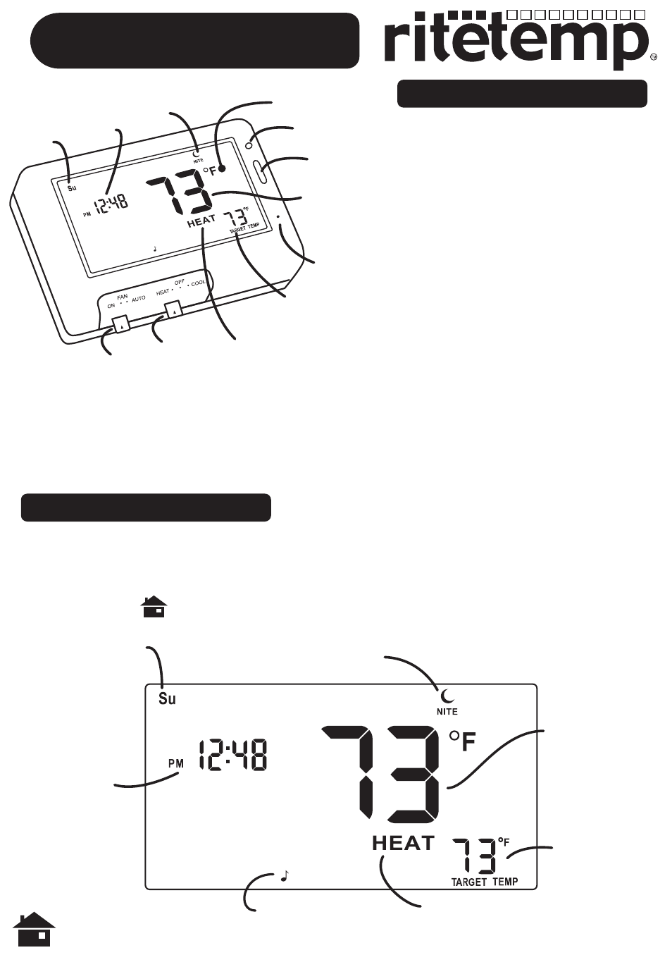 Operation 8030c, Home screen, Using a touch screen | Thermostat mode | ritetemp 8030C User Manual | Page 2 / 7