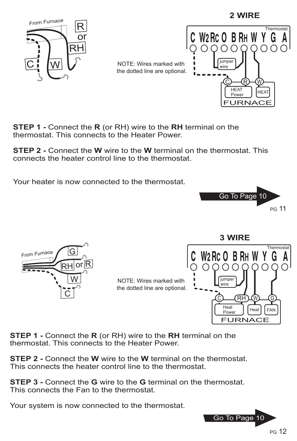 Wrh r or, Rh w c, Gor r | 2 wire, 3 wire | ritetemp 8050C User Manual | Page 7 / 10