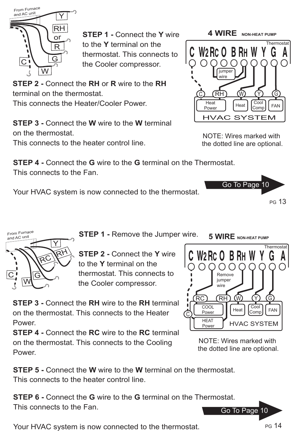 4 wire, 5 wire, Rh rc | ritetemp 8050C User Manual | Page 8 / 10