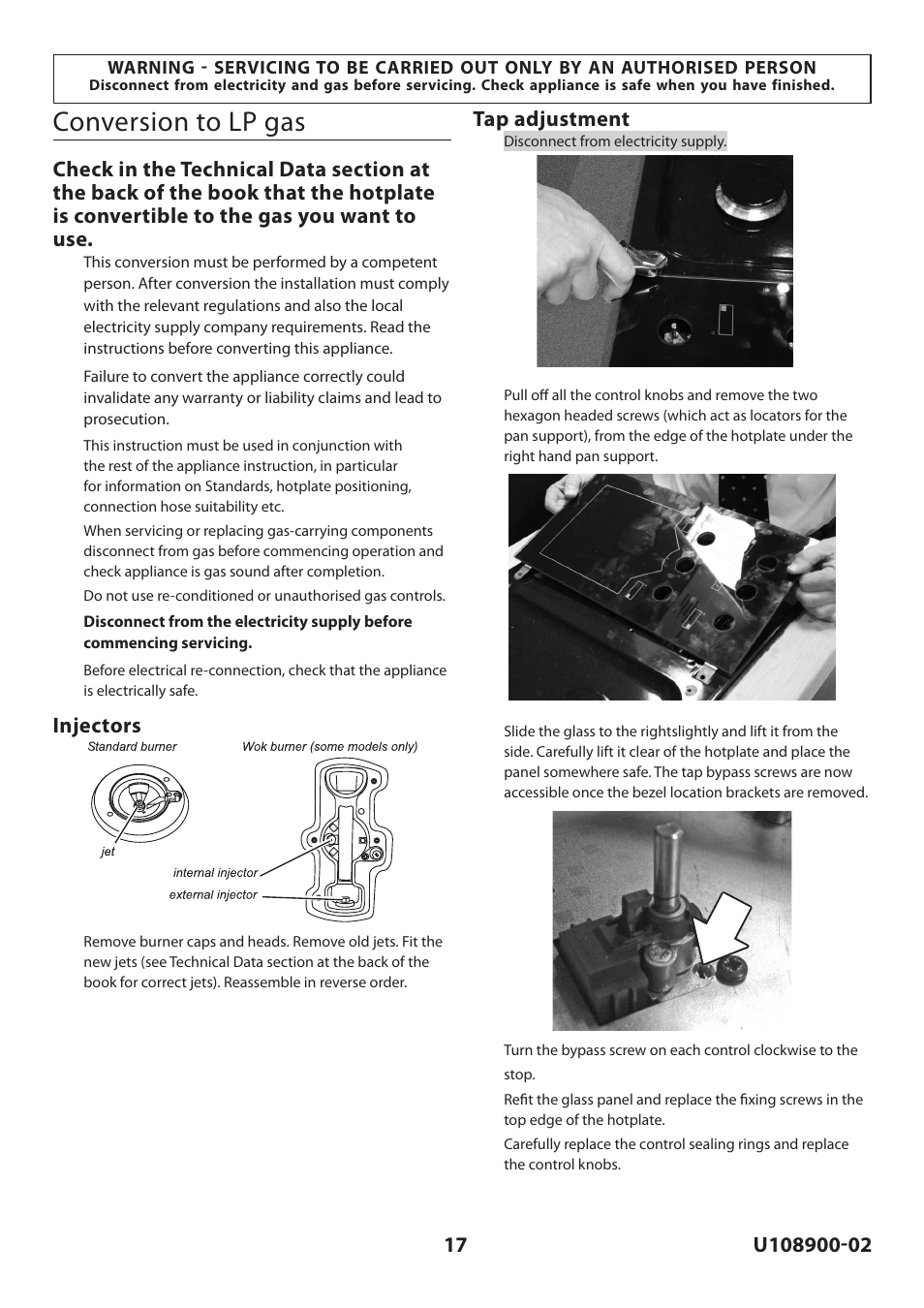 Conversion to lp gas | Rangemaster Toledo FS Hob User Manual | Page 17 / 24