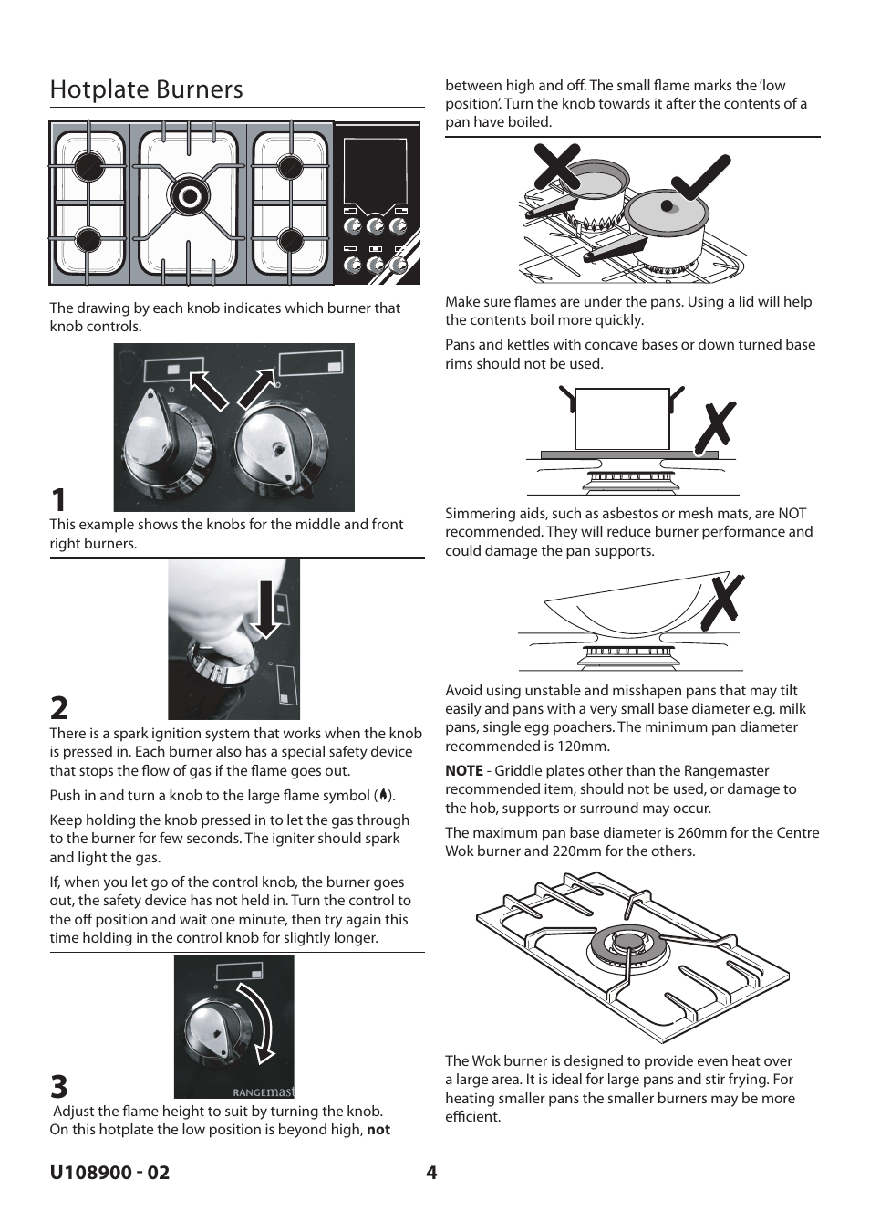 Hotplate burners | Rangemaster Toledo FS Hob User Manual | Page 4 / 24
