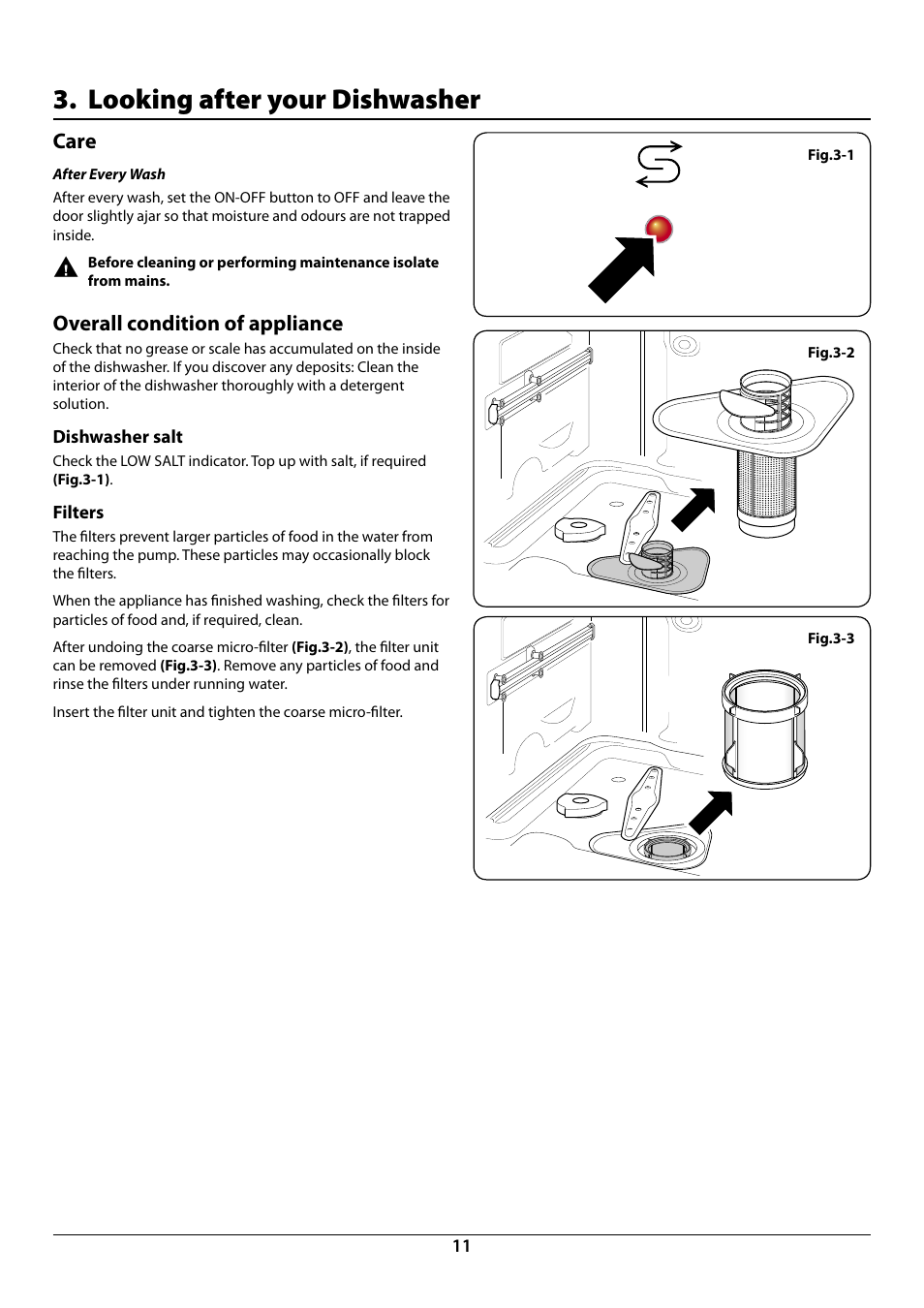 Looking after your dishwasher, Care, Overall condition of appliance | Rangemaster RDW945FI User Manual | Page 13 / 24