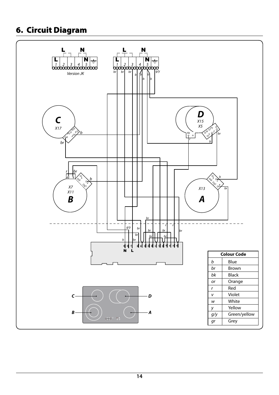 Circuit diagram, Ln l n | Rangemaster RC77 User Manual | Page 16 / 20