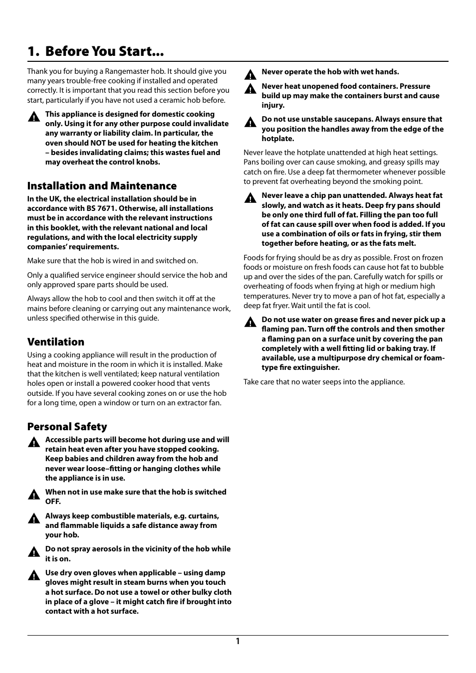 Before you start | Rangemaster RC77 User Manual | Page 3 / 20