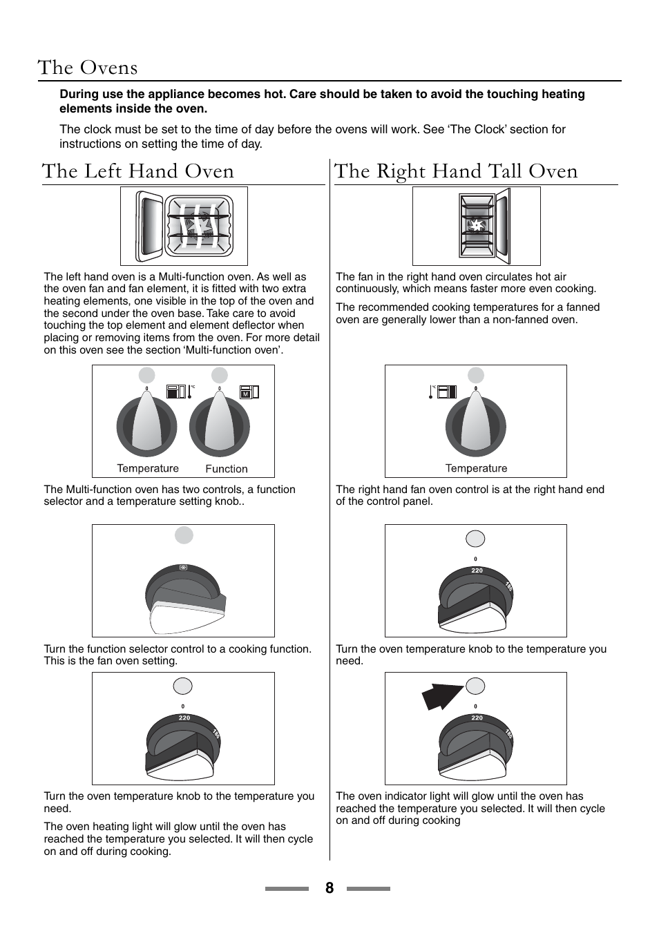 The ovens, The left hand oven the right hand tall oven | Rangemaster 90 User Manual | Page 8 / 40