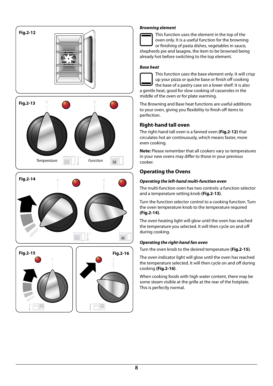 Right-hand tall oven, Operating the ovens | Rangemaster Elan 90 Induction Cooker U109987 - 01 User Manual | Page 10 / 36