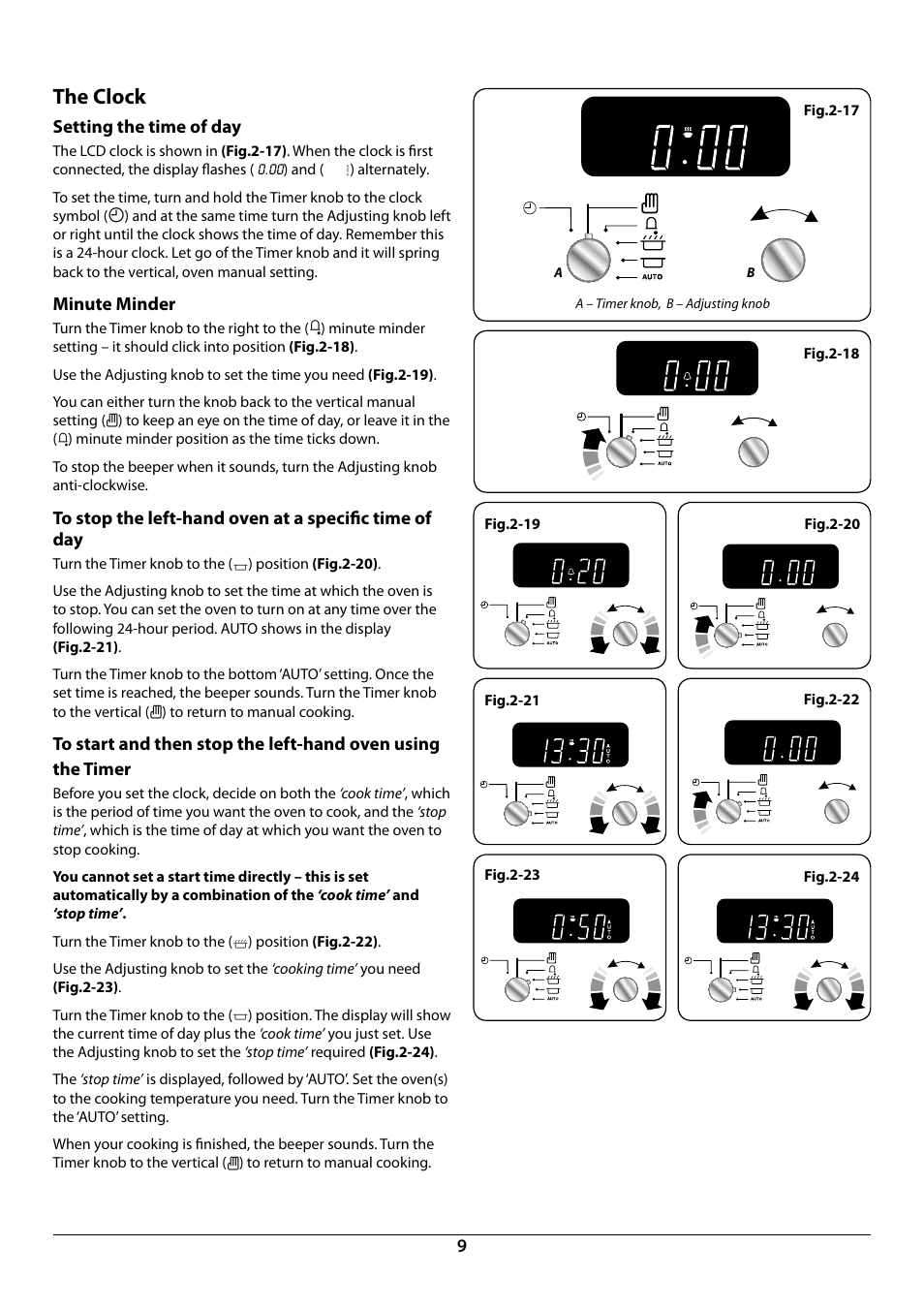 The clock, Setting the time of day, Minute minder | Rangemaster Elan 90 Induction Cooker U109987 - 01 User Manual | Page 11 / 36