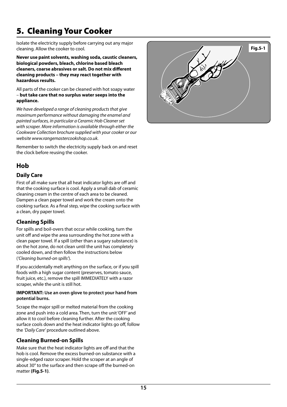 Cleaning your cooker | Rangemaster Elan 90 Induction Cooker U109987 - 01 User Manual | Page 17 / 36