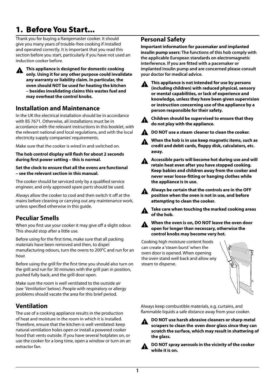 Before you start | Rangemaster Elan 90 Induction Cooker U109987 - 01 User Manual | Page 3 / 36