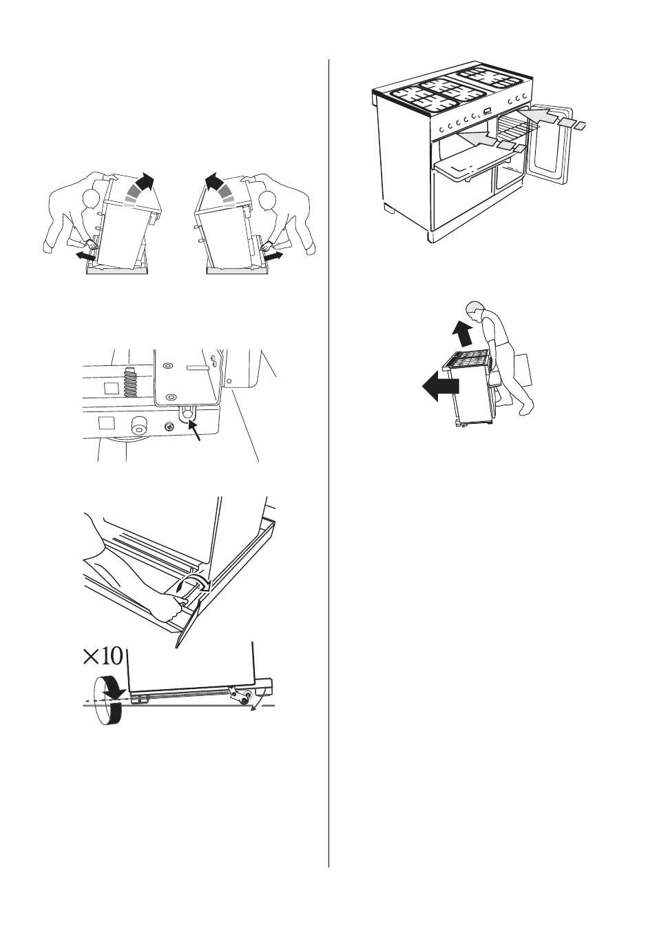 Levelling, Moving the cooker | Rangemaster 90 Dual Fuel User Manual | Page 25 / 36