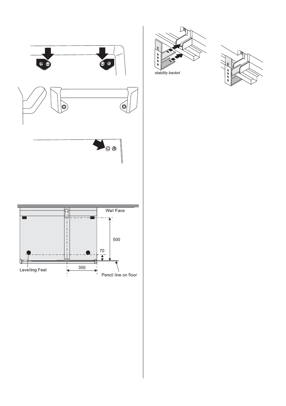 26 fit the handles, Fitting a stability bracket | Rangemaster 90 Dual Fuel User Manual | Page 26 / 36