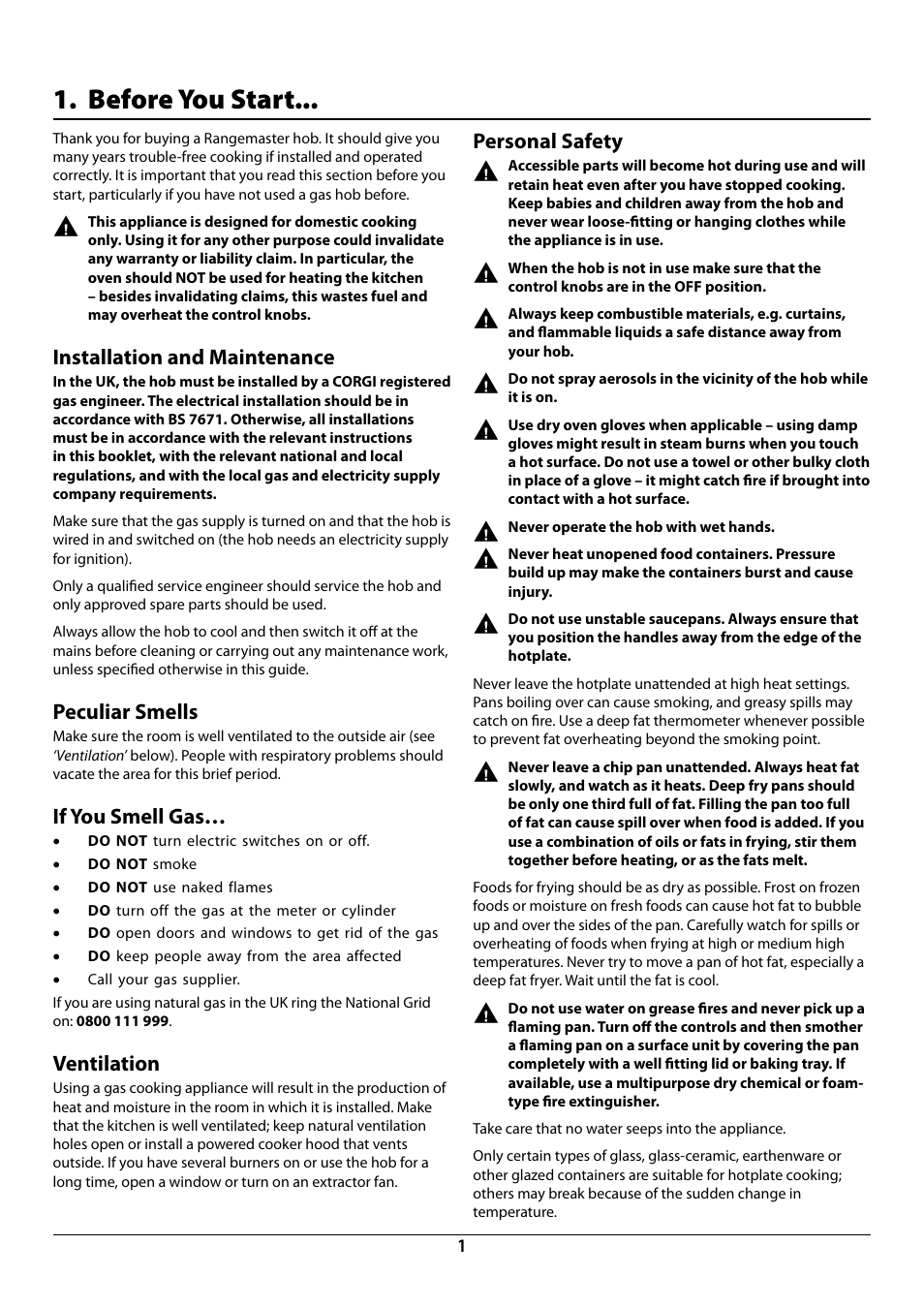 Before you start | Rangemaster RG60 User Manual | Page 3 / 20