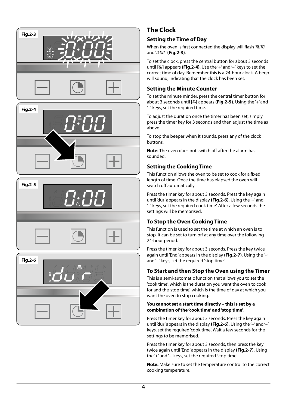 The clock, Setting the time of day, Setting the minute counter | Setting the cooking time | Rangemaster R609 User Manual | Page 6 / 20