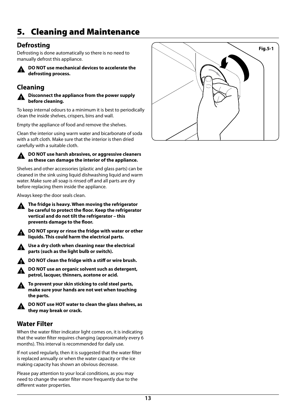 Cleaning and maintenance | Rangemaster DxD 910 Refrigerator U109923 - 05 User Manual | Page 15 / 24