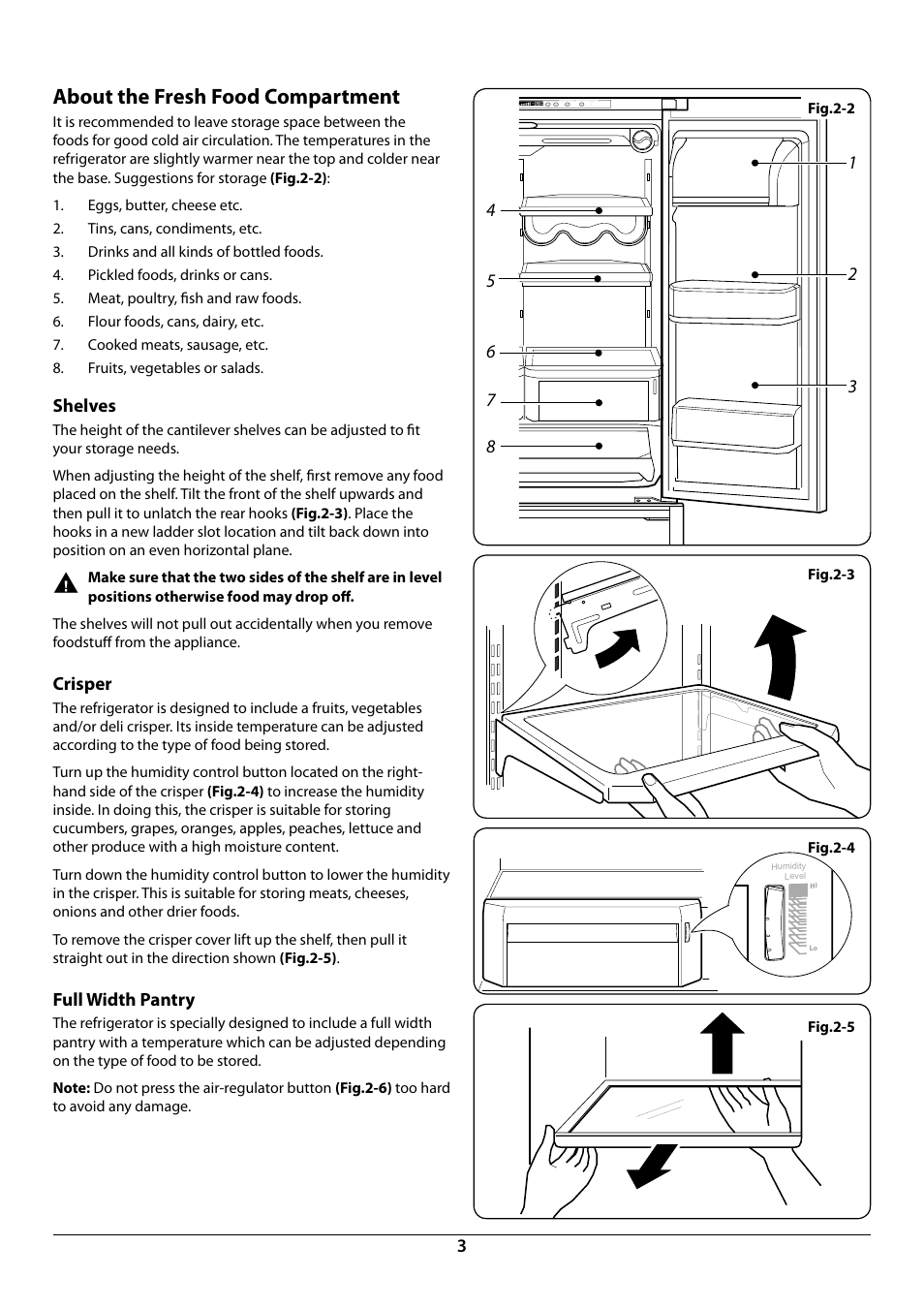 About the fresh food compartment | Rangemaster DxD 910 Refrigerator U109923 - 05 User Manual | Page 5 / 24