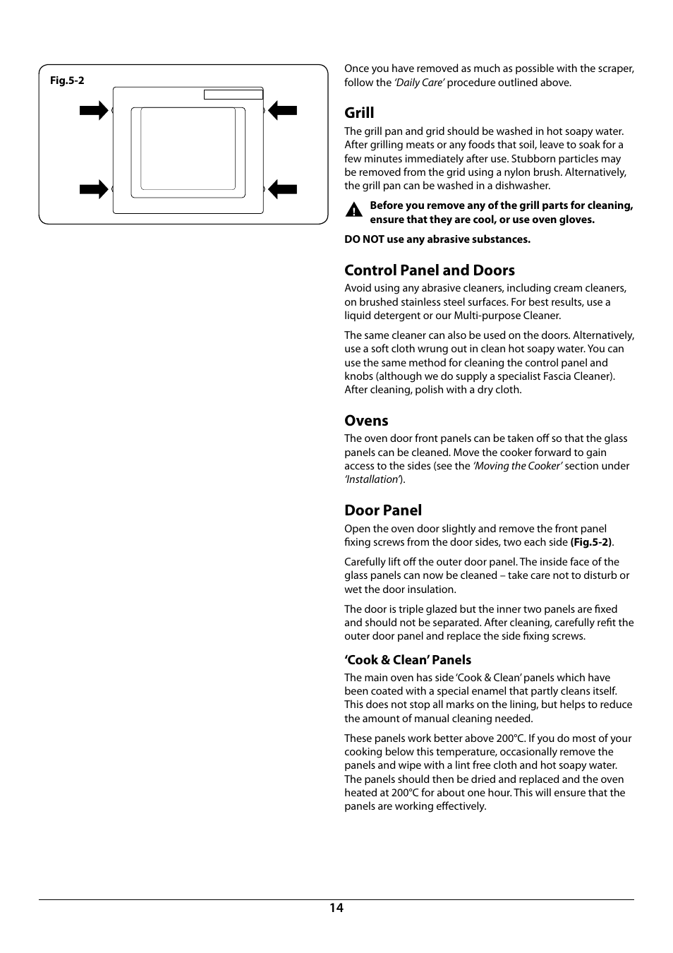 Grill, Control panel and doors, Ovens | Door panel | Rangemaster Toledo 90 Induction Cooker U109952 - 02 User Manual | Page 16 / 32