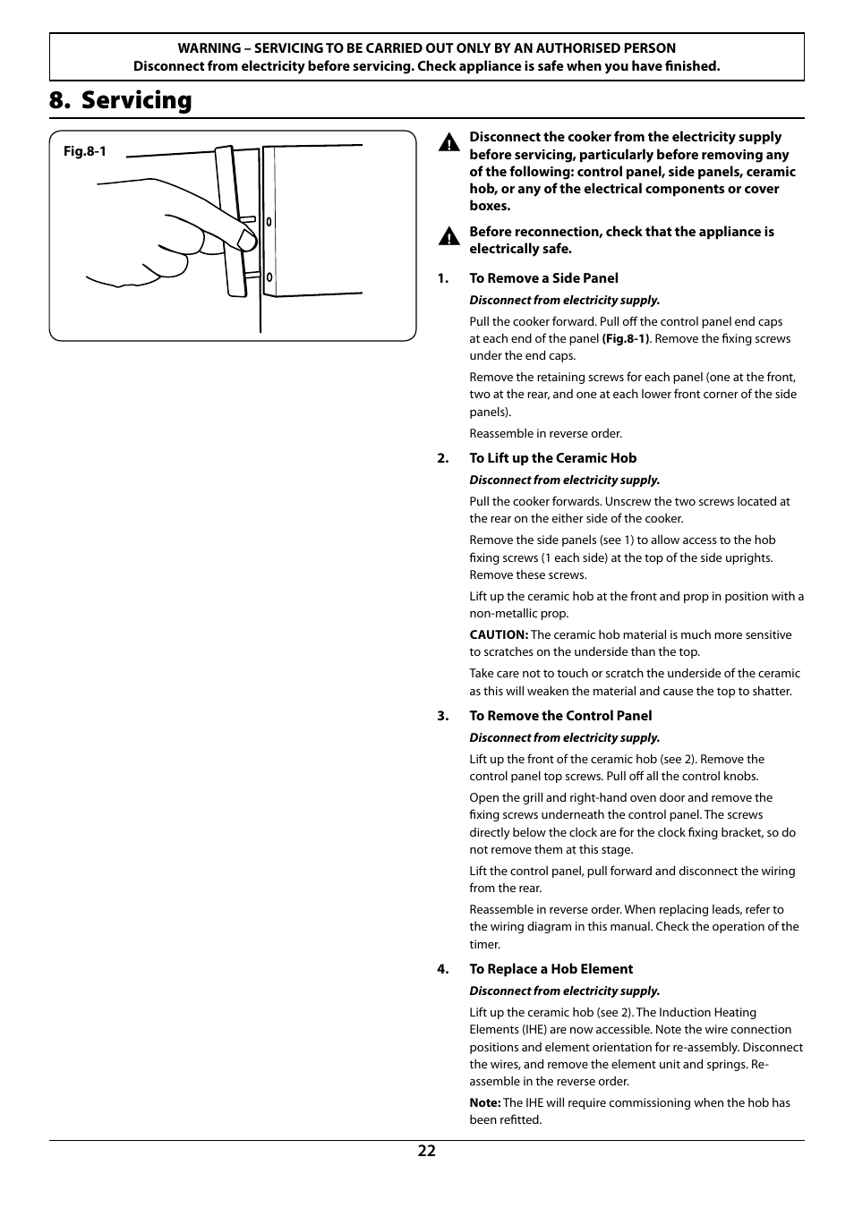 Servicing | Rangemaster Toledo 90 Induction Cooker U109952 - 02 User Manual | Page 24 / 32