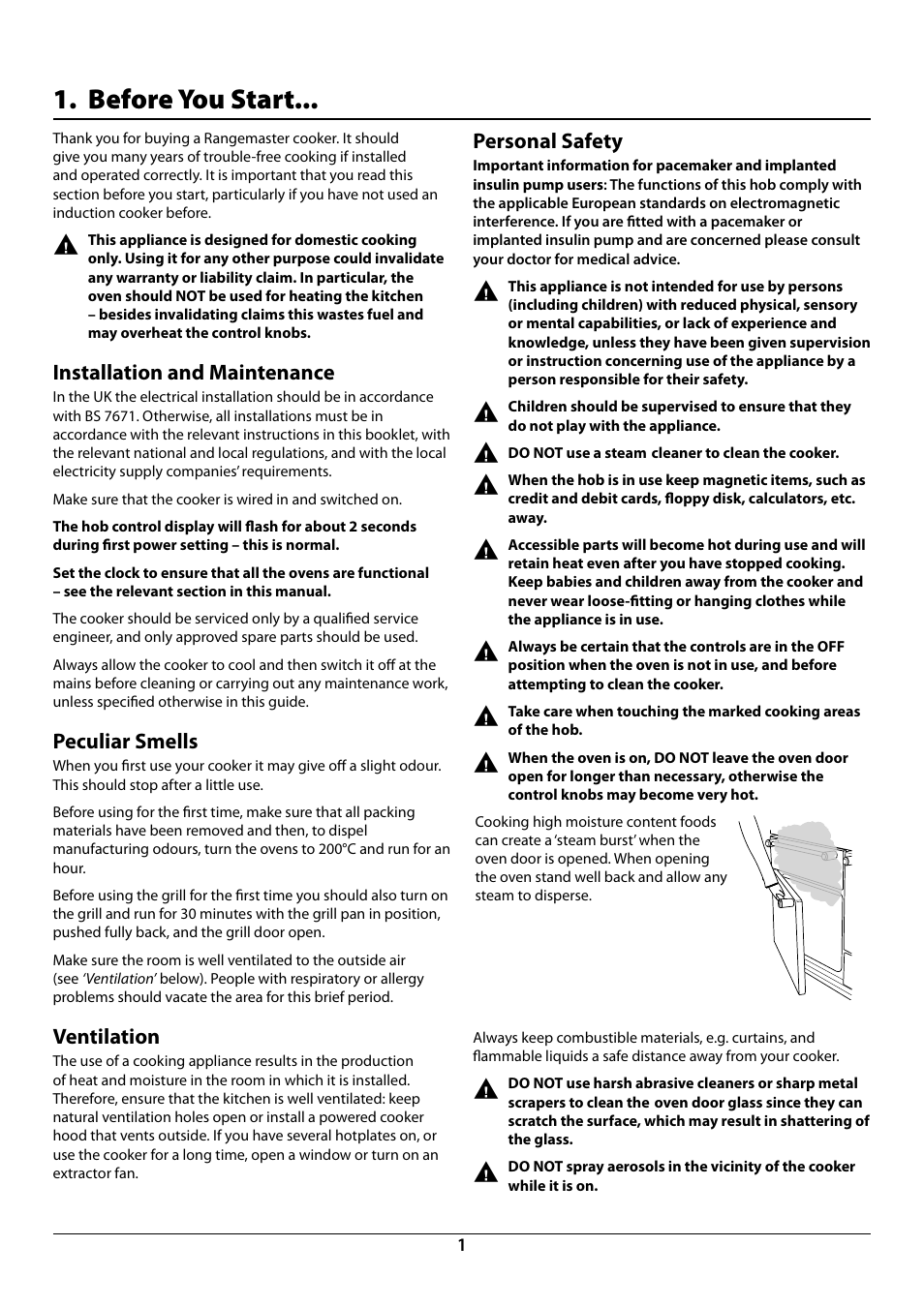 Before you start | Rangemaster Toledo 90 Induction Cooker U109952 - 02 User Manual | Page 3 / 32