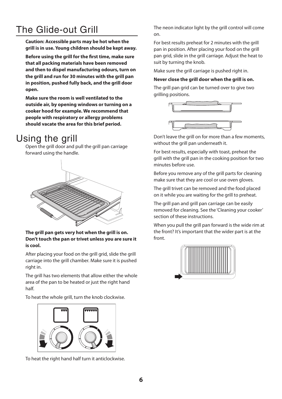 The glide-out grill, Using the grill | Rangemaster DELUXE U109360 - 01 User Manual | Page 6 / 36