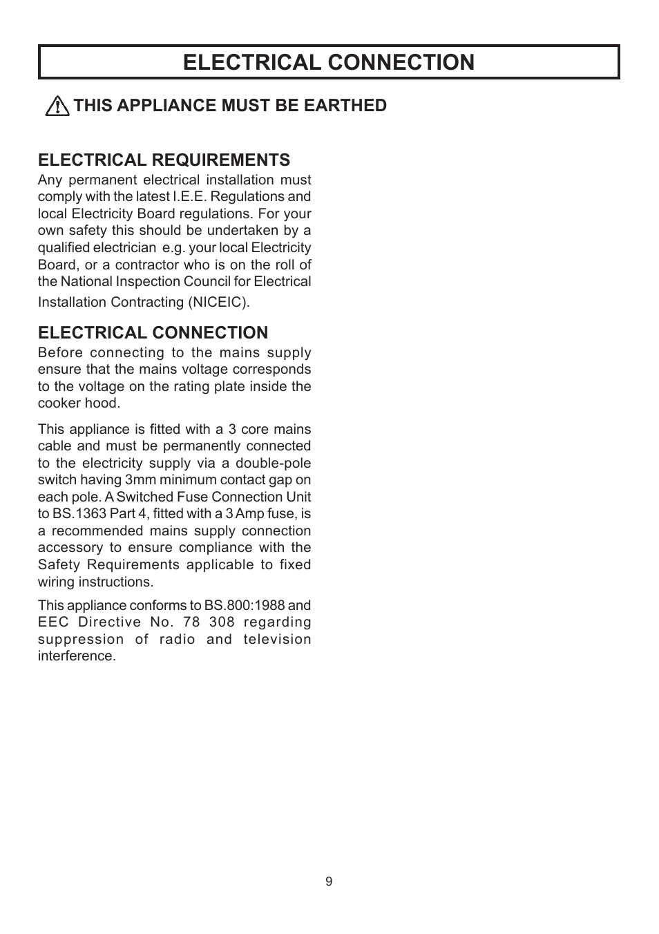 Electrical connection | Rangemaster RMHDT90SS User Manual | Page 10 / 16