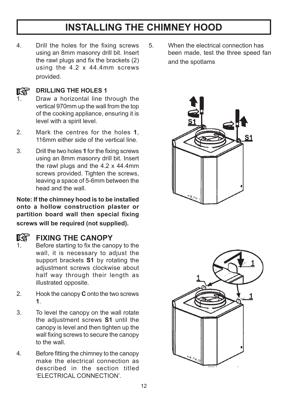 Installing the chimney hood | Rangemaster RMHDT90SS User Manual | Page 13 / 16
