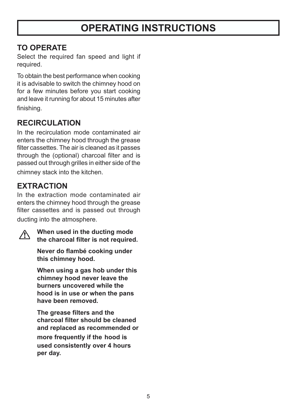 Operating instructions | Rangemaster RMHDT90SS User Manual | Page 6 / 16