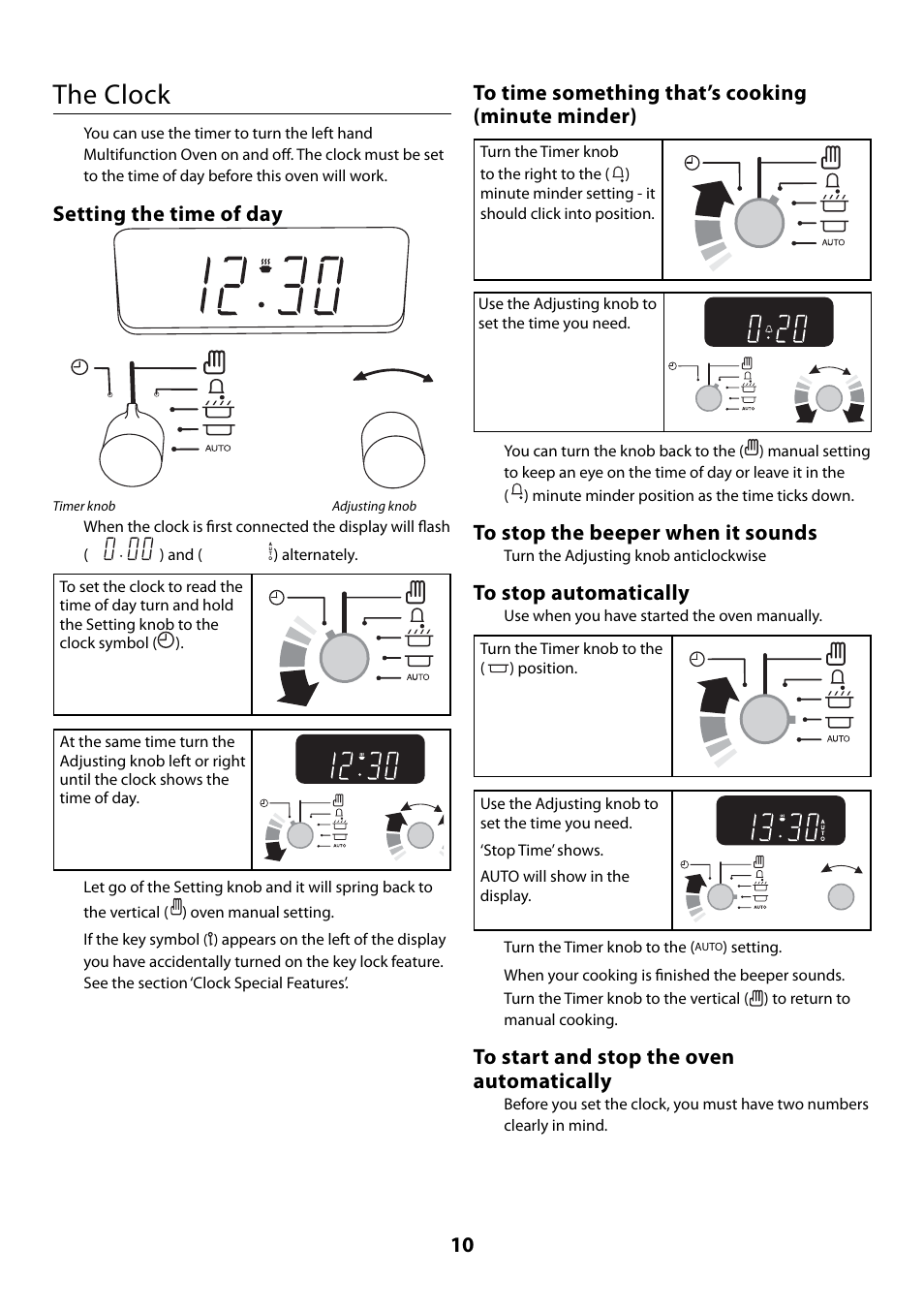 The clock, Setting the time of day | Rangemaster 110 User Manual | Page 10 / 44