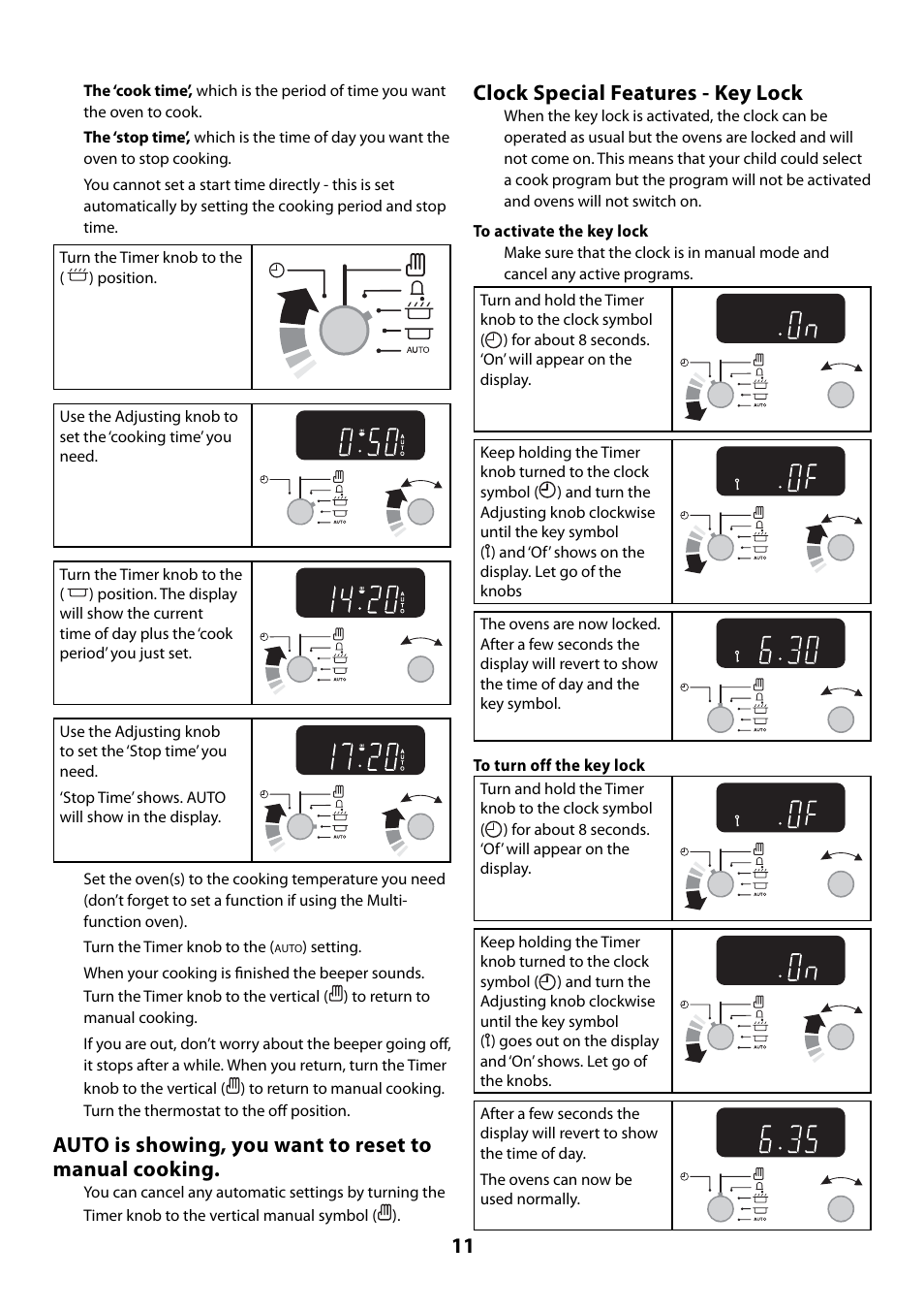 Clock special features - key lock | Rangemaster 110 User Manual | Page 11 / 44