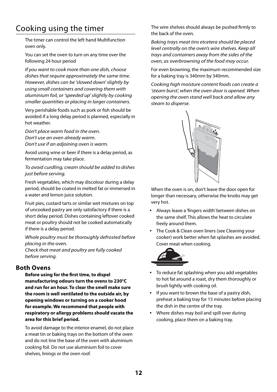 Cooking using the timer, Both ovens | Rangemaster 110 User Manual | Page 12 / 44