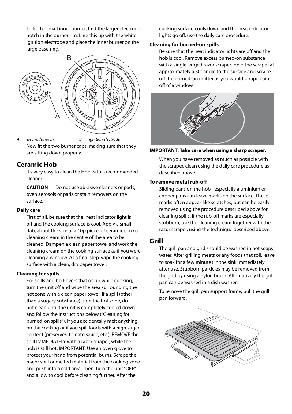 Ceramic hob, Grill | Rangemaster 110 User Manual | Page 20 / 44