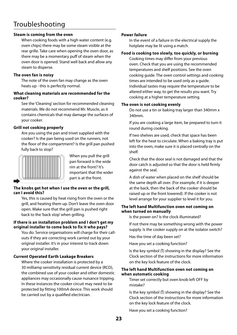 Troubleshooting | Rangemaster 110 User Manual | Page 23 / 44