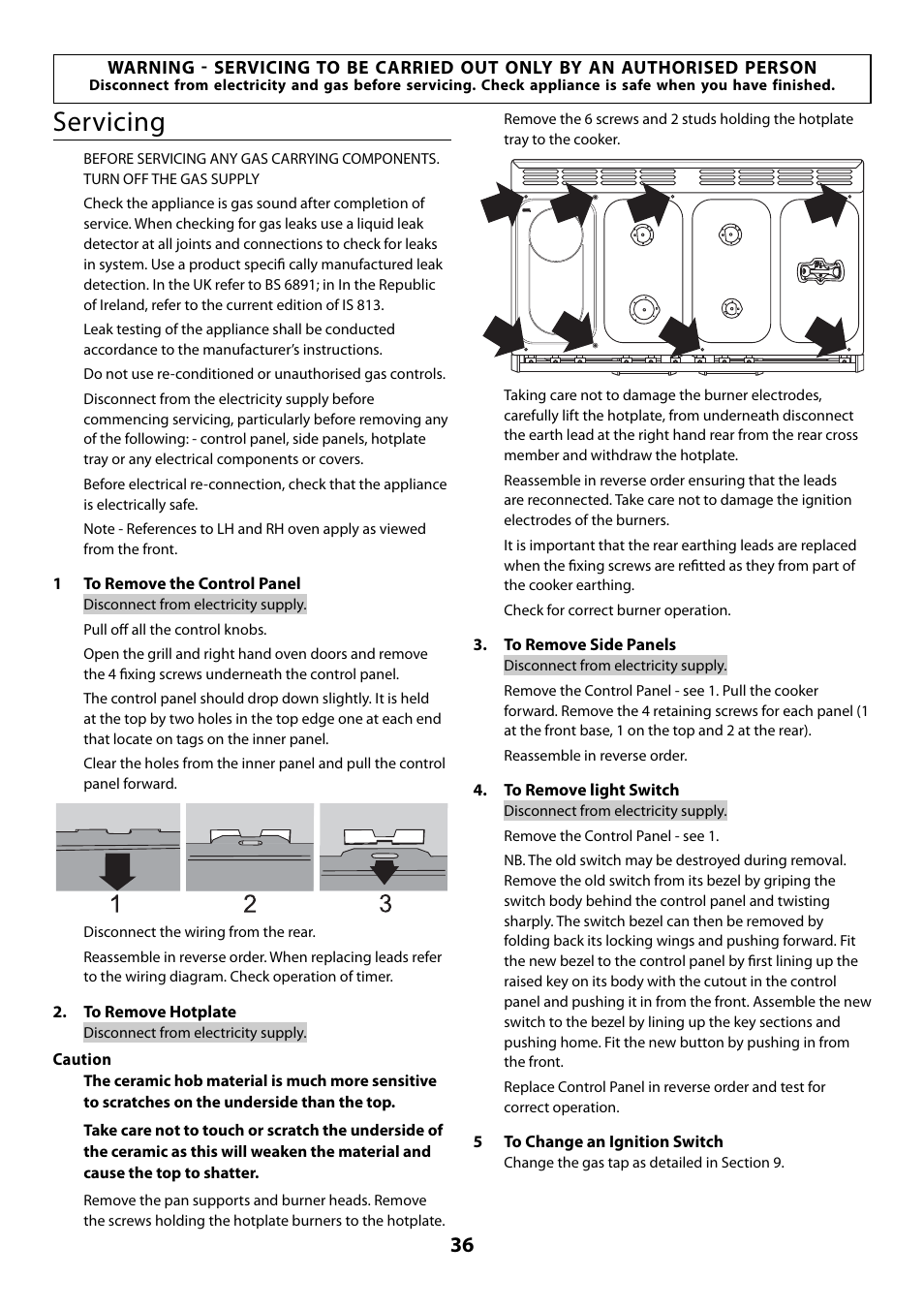 Servicing | Rangemaster 110 User Manual | Page 36 / 44