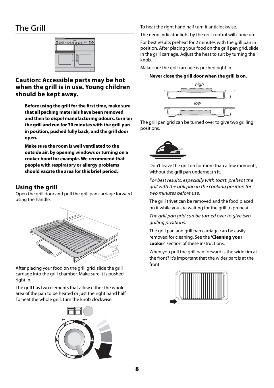 The grill, Using the grill | Rangemaster 110 User Manual | Page 8 / 44