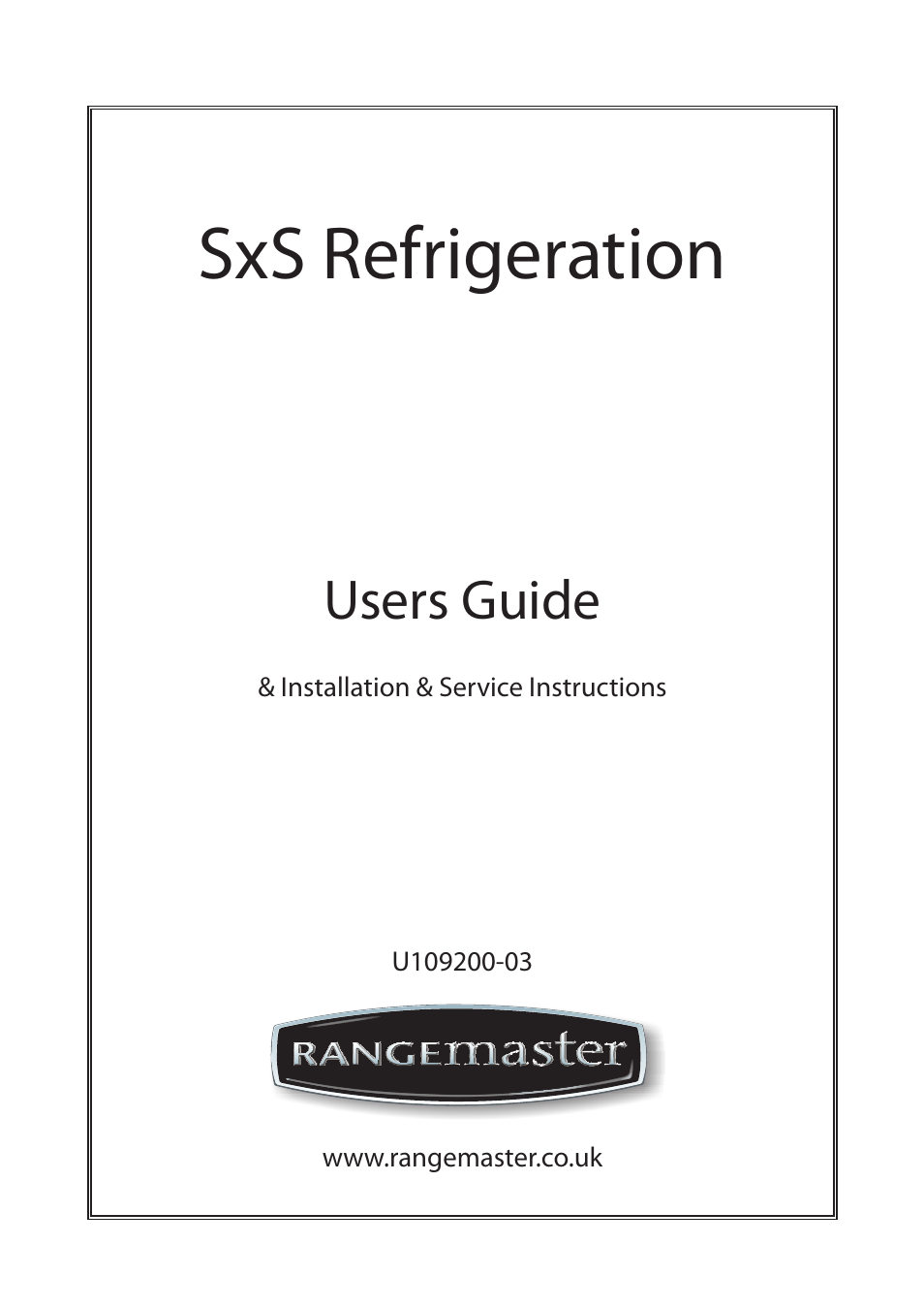 Rangemaster SxS Refrigeration U109200-03 User Manual | 20 pages