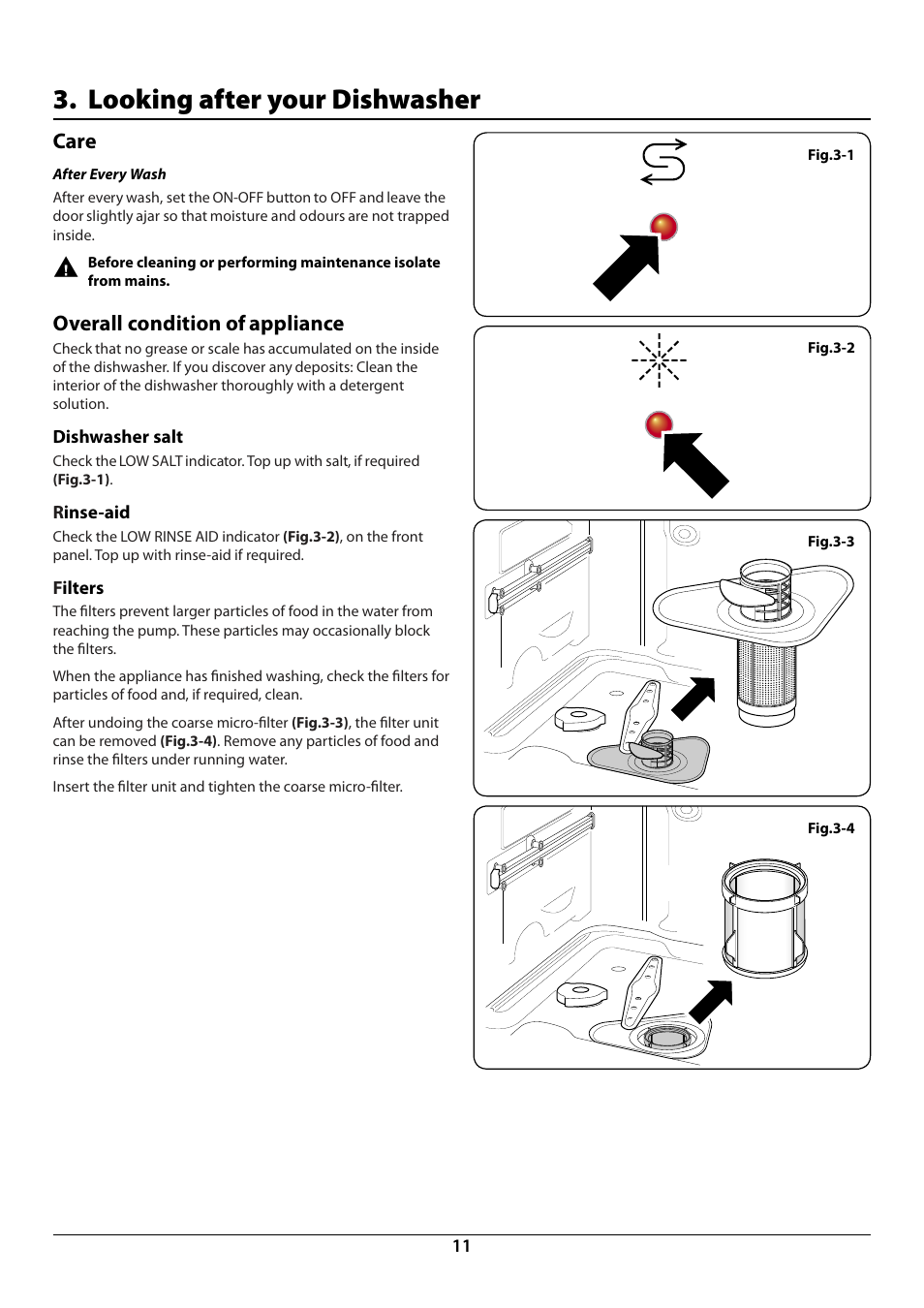 Looking after your dishwasher, Care, Overall condition of appliance | Rangemaster RDW6012FI User Manual | Page 13 / 24