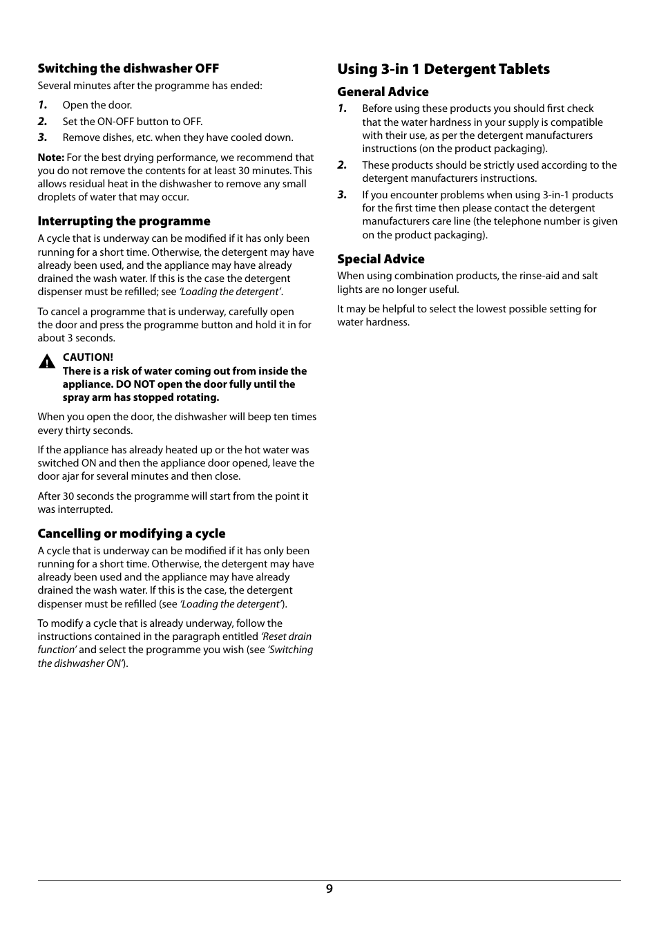 Using 3-in 1 detergent tablets | Rangemaster Dishwasher RDW459FI/SF User Manual | Page 11 / 28