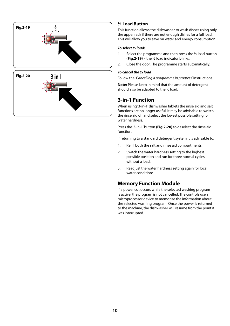 In-1 function | Rangemaster RDW6015FI User Manual | Page 12 / 24