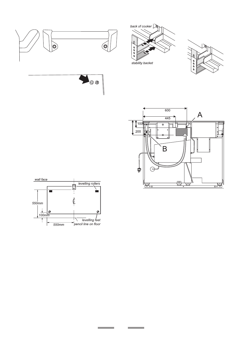 Fitting the splash back, Fitting a stability bracket, Gas connection | Optional) | Rangemaster Classic 110 User Manual | Page 27 / 32
