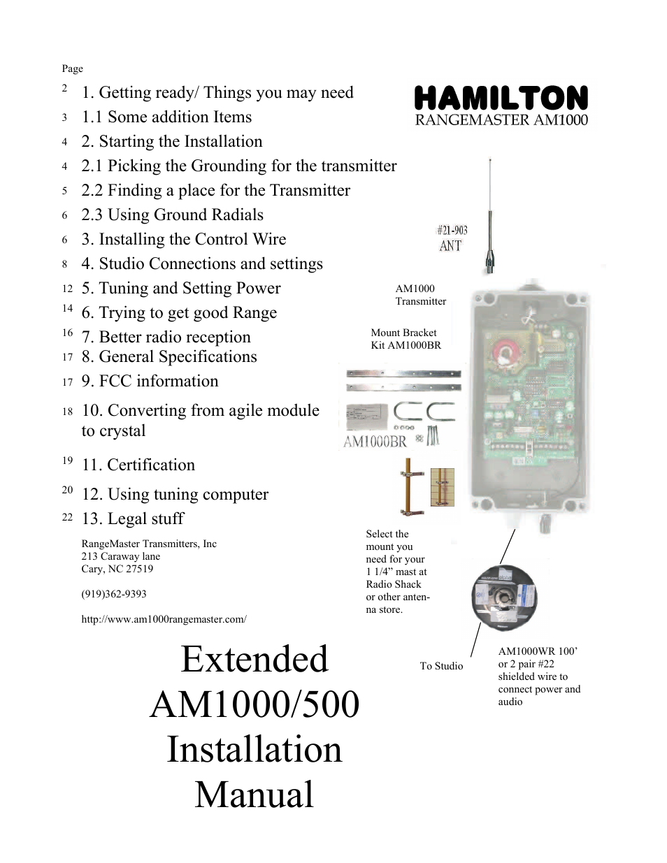 Rangemaster HAMILTON AM1000 User Manual | 22 pages