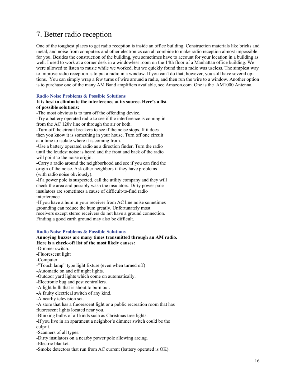 Better radio reception | Rangemaster HAMILTON AM1000 User Manual | Page 16 / 22