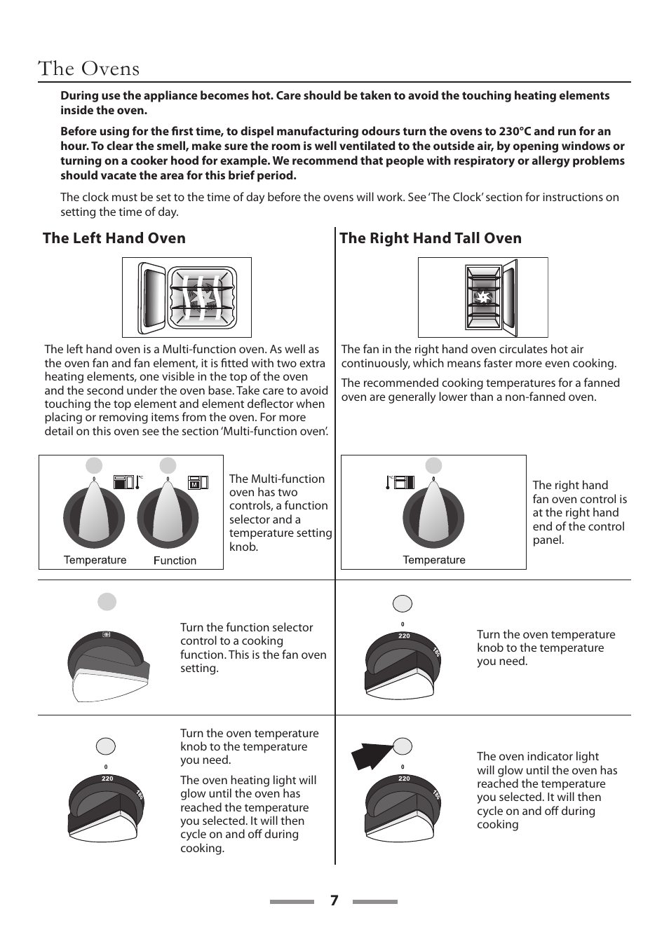 The ovens, The left hand oven the right hand tall oven | Rangemaster 90 CERAMIC U109650-02 User Manual | Page 7 / 36