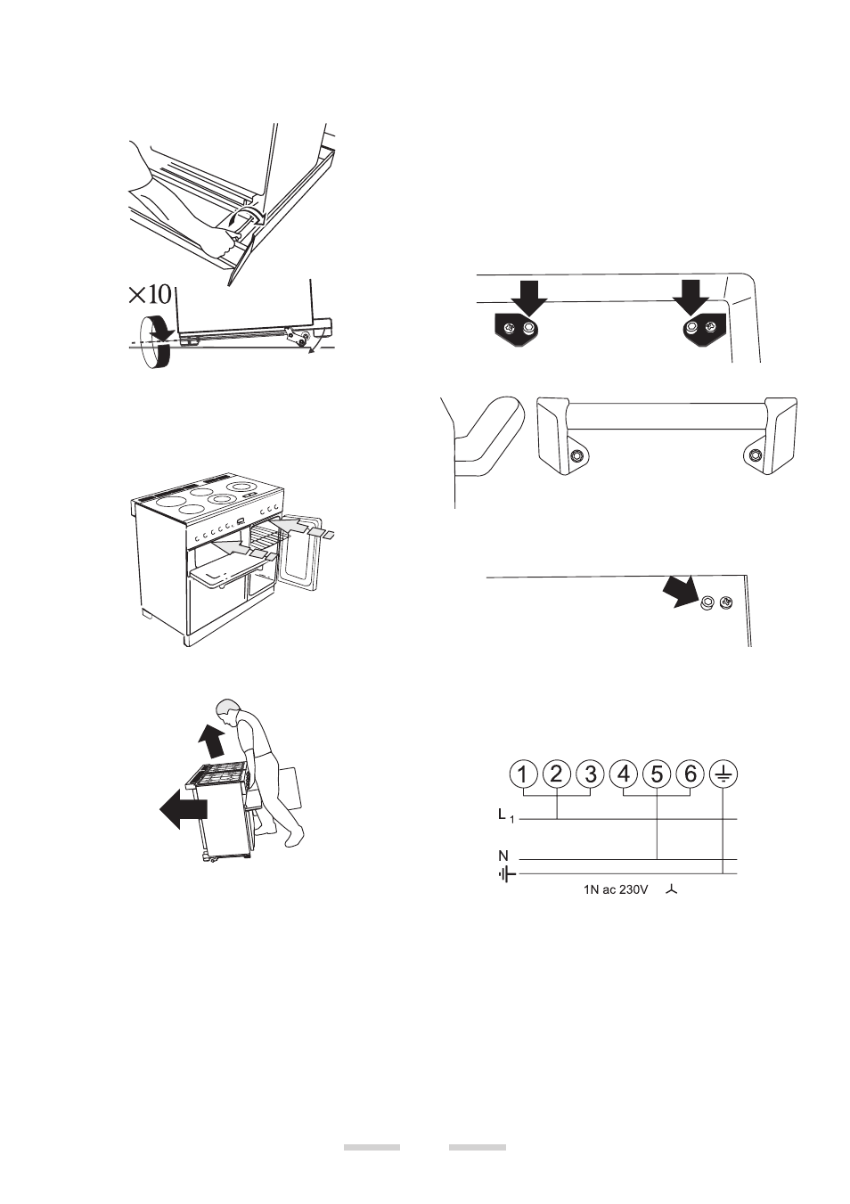 24 gb/ie, Levelling, Fit the handles | Electrical connection | Rangemaster 90 Ceramic User Manual | Page 24 / 28